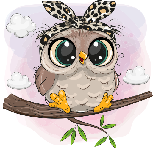 (s133-24-1R) Cute Cartoon Owl