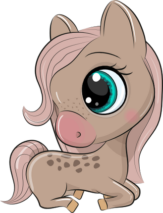(s133-26-G) Cute Cartoon Horse