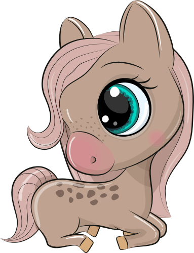 (s133-26-G) Cute Cartoon Horse