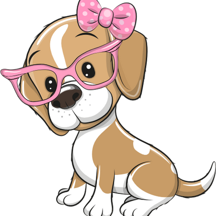(s133-27-1C) Cute Cartoon Beagle Pink Bow Glasses