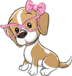 (s133-27-1C) Cute Cartoon Beagle Pink Bow Glasses