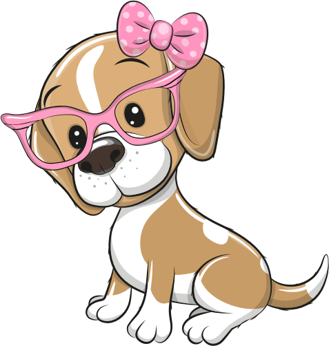 (s133-27-1C) Cute Cartoon Beagle Pink Bow Glasses