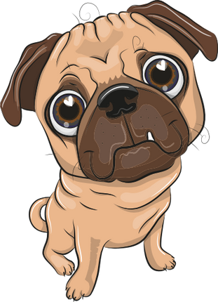 (s133-27-1J) Cute Cartoon Pug
