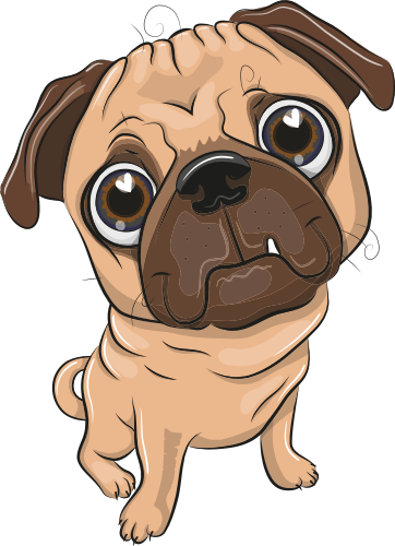 (s133-27-1J) Cute Cartoon Pug