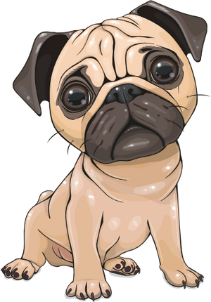(s133-27-1K) Cute Cartoon Pug