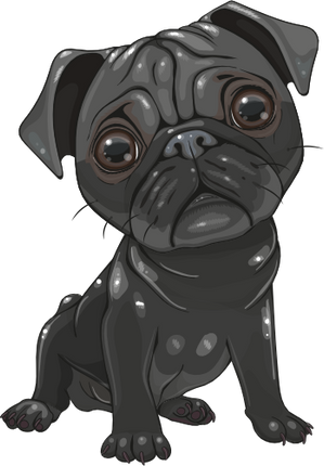 (s133-27-1L) Cute Cartoon Pug