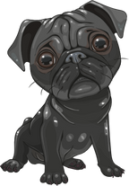 (s133-27-1L) Cute Cartoon Pug