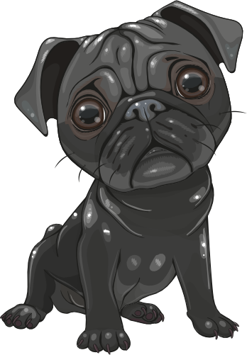 (s133-27-1L) Cute Cartoon Pug