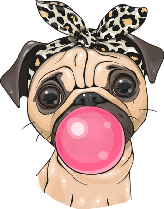 (s133-27-1M) Cute Cartoon Pug Leopard Headband Bubblegum