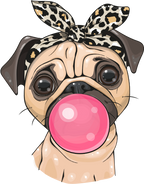 (s133-27-1M) Cute Cartoon Pug Leopard Headband Bubblegum