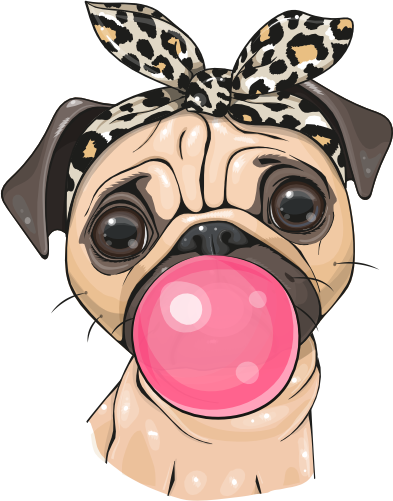 (s133-27-1M) Cute Cartoon Pug Leopard Headband Bubblegum