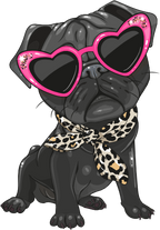 (s133-27-1N) Cute Cartoon Pug Leopard Scarf Sunglasses