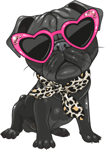 (s133-27-1N) Cute Cartoon Pug Leopard Scarf Sunglasses
