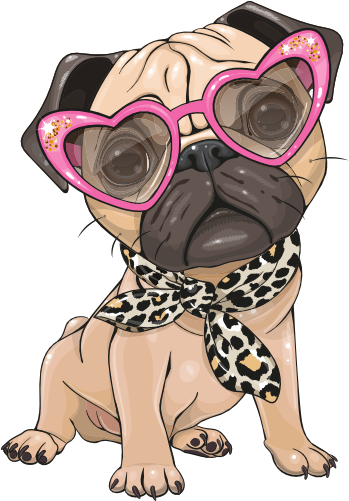 (s133-27-1O) Cute Cartoon Pug Leopard Scarf Glasses