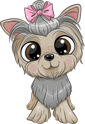 (s133-27-1Q) Cute Cartoon Yorkie Pink Bow