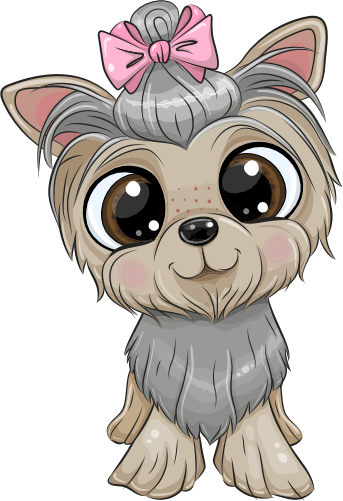 (s133-27-1Q) Cute Cartoon Yorkie Pink Bow
