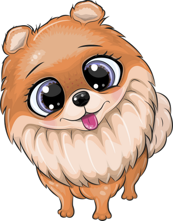 (s133-27-1W) Cute Cartoon Pomeranian