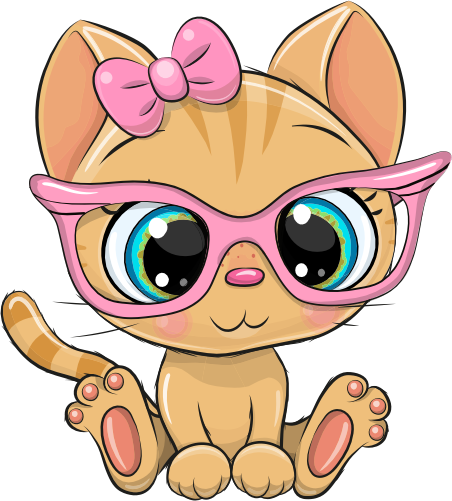 (s133-28-N) Cute Cartoon Cat Kitten Pink Bow Glasses