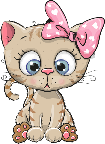 (s133-28-O) Cute Cartoon Cat Kitten Pink Bow