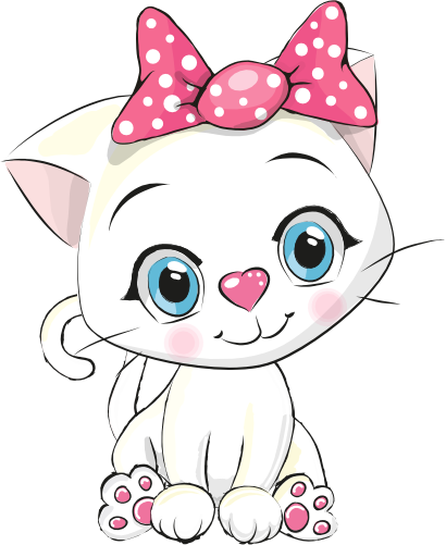 (s133-28-P) Cute Cartoon Cat Kitten Pink Bow