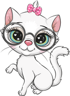 (s133-28-V) Cute Cartoon Cat Kitten Bow Glasses