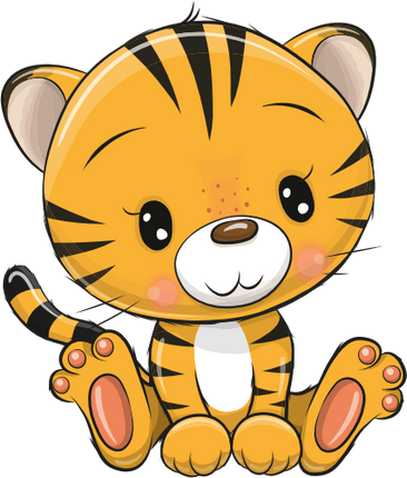 (s133-29-A) Cute Cartoon Tiger