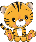 (s133-29-A) Cute Cartoon Tiger