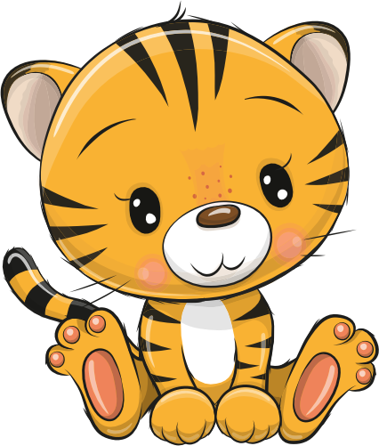 (s133-29-A) Cute Cartoon Tiger