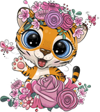 (s133-29-D) Cute Cartoon Tiger Flowers