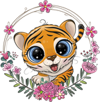 (s133-29-E) Cute Cartoon Tiger Flower Wreath