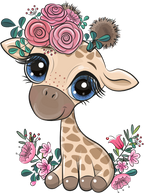 (s133-03-F) Cute Cartoon Giraffe Flowers