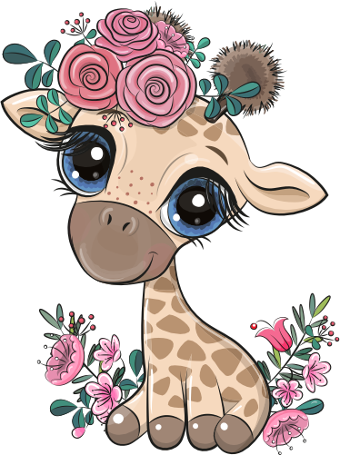 (s133-03-F) Cute Cartoon Giraffe Flowers