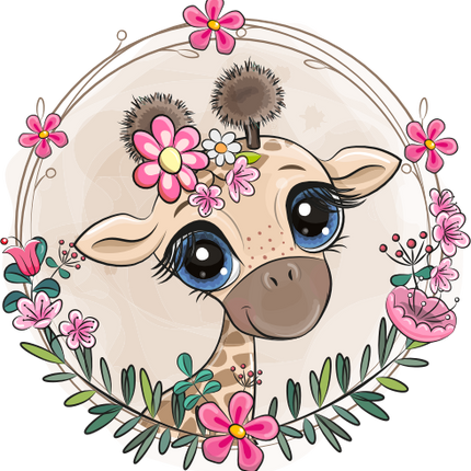 (s133-03-H) Cute Cartoon Giraffe Flower Wreath