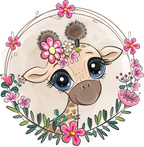 (s133-03-H) Cute Cartoon Giraffe Flower Wreath