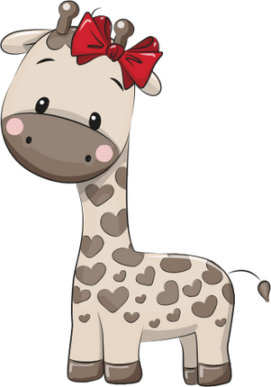 (s133-03-K) Cute Cartoon Giraffe Red Bow