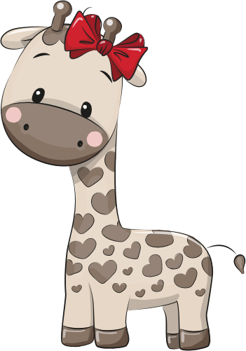 (s133-03-K) Cute Cartoon Giraffe Red Bow