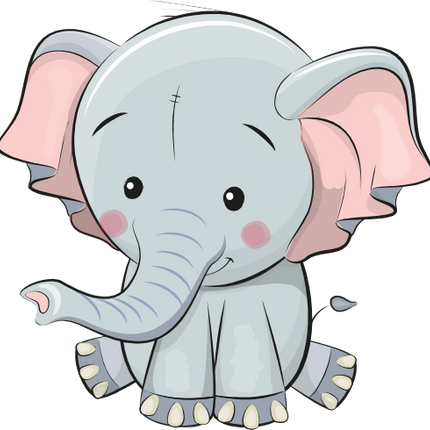 (s133-04-B) Cute Cartoon Elephant