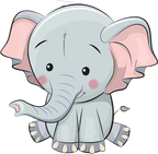 (s133-04-B) Cute Cartoon Elephant