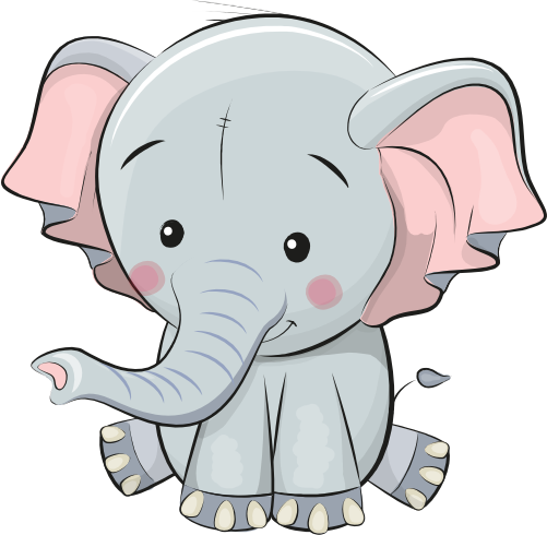 (s133-04-B) Cute Cartoon Elephant