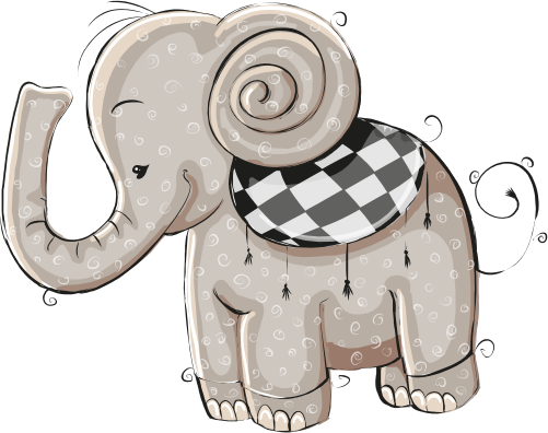 (s133-04-E) Cute Cartoon Elephant