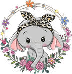 (s133-04-I) Cute Cartoon Elephant Flower Wreath