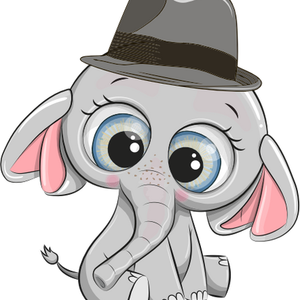 (s133-04-M) Cute Cartoon Elephant Fedora Hat