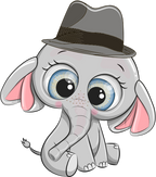 (s133-04-M) Cute Cartoon Elephant Fedora Hat