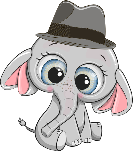 (s133-04-M) Cute Cartoon Elephant Fedora Hat