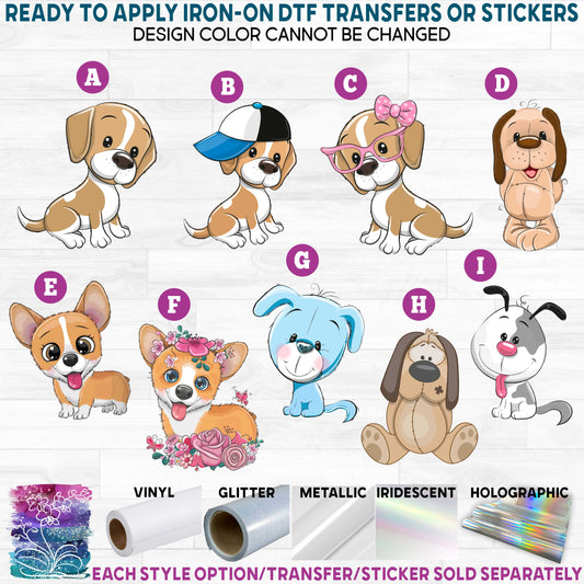 (s133-4) Cute Dog Puppy Corgi Printed Heat Transfer or Sticker