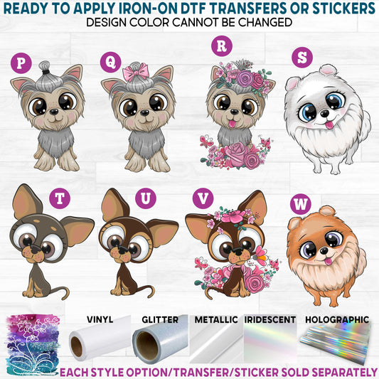 (s133-4) Cute Dog Puppy Printed Heat Transfer or Sticker