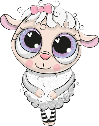 (s133-05-E) Cute Cartoon Sheep Lamb
