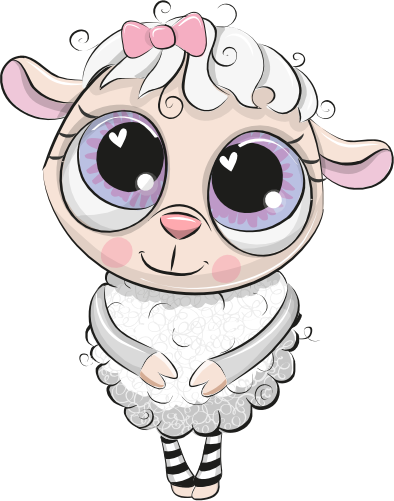 (s133-05-E) Cute Cartoon Sheep Lamb
