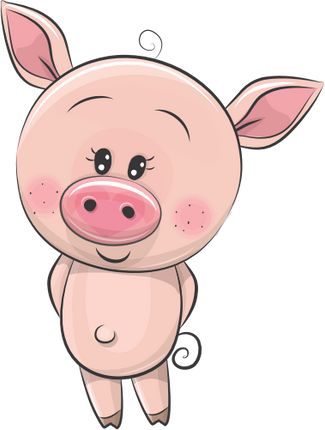 (s133-05-O) Cute Cartoon Pig
