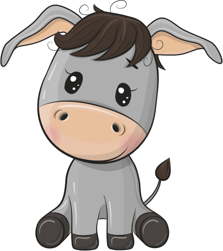 (s133-05-Q) Cute Cartoon Donkey